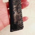 Vintage Navy Floral Leather Single Pen Holder Fountain Pen Pencil Case Sleeve