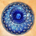  A  Seguso Limited Edition Blue And Gold Bubble Vase 1980   s Label Signed
