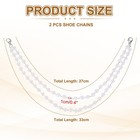 2pcs  Double Pearl Shoe Chains Pearl Metal Charms Chain For Shoes Jeans  silver 