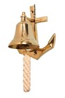 Antique Brass Finish -nautical Wall Decor Anchor Ship Bell W  Rope Lanyard Gift