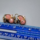 Vintage Pink Cabochon   Pearl Cluster Leverback Earrings Gold Tone Fashion