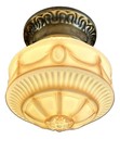 Antique Vintage Art Deco 1920   s-1930   s Custard Glass Stamped Brass Light Fixture