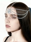 Rhinestones Head Chain For Women Silver Dainty Drop Headpiece Bohemian Layered 
