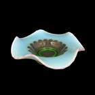 Jefferson Green Opalescent Glass Bowl Dish Cranberry Frit Smooth Rib Vaseline  