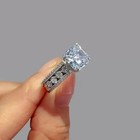 3ct Asscher Cut Vvs1 Moissanite Solitaire Engagement Ring 14k White Gold Plated
