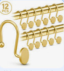 Set Of 12 Gold Shower Curtain Hooks Stainless Steel Resin Tarnish Resistant