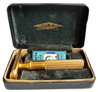 Vintage 1940 s Gillette Gold Tone Fatboy Fat Handle Tech De Safety Razor   Case