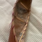 Handmade Handcrafted Birch Bark Miniature Canoe Model 14 Inch Vintage