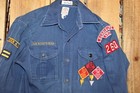 Boy Scouts Of America Bsa Youth Shirt Large     Blue Denim Sewn On Patches