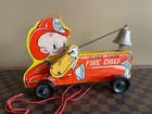 Rare 1950 s Brice Mfg Elmer Fudd Fire Chief No  7 Pull Toy - Looney Tunes Warner