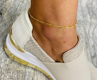 10k Solid Gold Figaro Anklet Bracelet- 1 75mm 10k Gold Anklet 9 Inches  -  Fg050