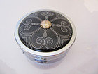 Vintage Brighton Black Silver Tone Round Pill Box With 2 Compartments
