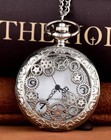 Gear Steampunk Design Pocket Watch Quartz Vintage Antique Style Silver Color