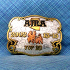 Ajra 2002 Top 10 Trophy Belt Buckle Rodeo Cowboy Calf Roping Vtg Maynard  qrt603