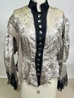 Antique Victorian Gray Black Floral Silk Brocade Jacket Bodice Buttons Fringe