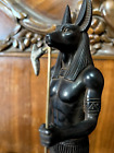 God Anubis Statue Standing With Stick To Protect The Dead From Egyptian Stone
