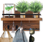 Wooden Mail Key Holder W  5 Hooks - Wall Mount Organizer For Entryway   Home