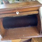 Vintage Mcm Roll Top Bread Box Top Storage Primitive Rustic Farmhouse Dark Wood