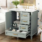 30  Freestanding Bathroom Vanity Sage Green Solid Wood Soft-close 3 Drawers Sink