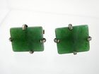Vintage Sterling Silver Green Jadeite Cuff Links 925 19 1g As Is Small Chip