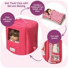 Badger Basket Doll Travel Case With Bed  Blanket  Pillow  Mesh Storage   Peek-a-