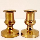 Set Of 2 Vintage Solid Brass Short Candlesticks Candlestick Pair 2 5 