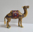 Vintage Brass Enamel Cloisonne Camel Sculpture Figurine  8  X 6 