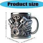 V8 Engine Coffee Mug Cup Retro Stainless Steel Interior Gift Automotive Us
