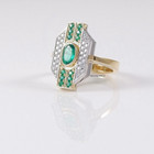 Art Deco Inspired 2ct Synthetic Oval Cut Wedding Bridal Ring 14kt Gold Plated