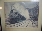 Vintage Framed Railroad Print Howard Fogg Pittsburgh   Lake Erie Christmas Mail