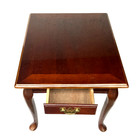 Vintage Mahogany Wood Queen Anne Style End Table With Drawer