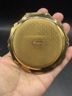 Vintage Stratton Queen Yellow Gold Rose Decorated Lid Powder Compact Mirror 3 5 