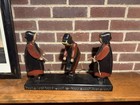 Vintage Ca 1991 Signed Hand Painted   Carved Wooden Folk Art  Figures Scene