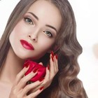  Red Coffin Fake Nails Rose Press On Nails Extra Long False Nails Full Cover 
