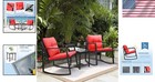 3 Pieces Outdoor Bistro Set Rattan Wicker Glass Table Porch Chairs Patio