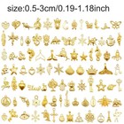 200pcs Gold Tone Alloy Charms Pendant Jewelry Making Supplies Small Size Random