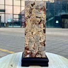 17 32lb Four Sided Pillar Chinese Dendritic Limestone Picture Stone Guohua - Rar