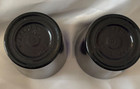 2 Vintage Mcm Black Amethyst Purple Shot Glasses     Gorgeous 