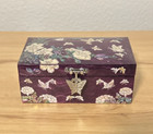 Butterflies   Flowers - Mother Of Pearl Box  purple  - New 