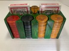 Vintage Marbled Dark Green Catalin bakelite Poker Chip Caddy W 200 Chips