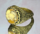 Rare 2nd Century Ad Roman Bronze Legion Ring Featuring Unique Engraved Bezel