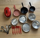 Vtg Mini Play Kids  Toy Aluminum Cookware And Utensils Lot Of 19 Pieces Kitchen
