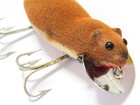 Heddon Brown Flocked Meadow Mouse Vintage Plastic Fishing Lure  Missing Tail