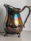 Vintage Silver Plate Footed Water Pitcher With Ice Lip Cottage Core 