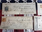 5 Diff  Vintage Checks  Ck Lot8  All W  Revenue Stamps  Several Vignettes 1864 