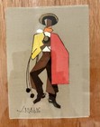 Mcm 1950s Virgilio Nabais  Art Deco Painting On Linen  Brazilian Folk Art  Frame