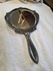 Antique Victorian Art Nouveau Cast Metal Hand Mirror 11   