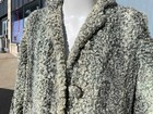 Vintage Womens Genuine Lambs Fur Gray Victorian Style French Country Coat L