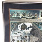 Large Vintage Metal Framed Blaeu Wall Map Of World Silver Foil 24 x20 