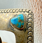 Vtg Native  Southwestern Sterling Silver Turquoise Buckle  0 75    Belt Signed Jcs